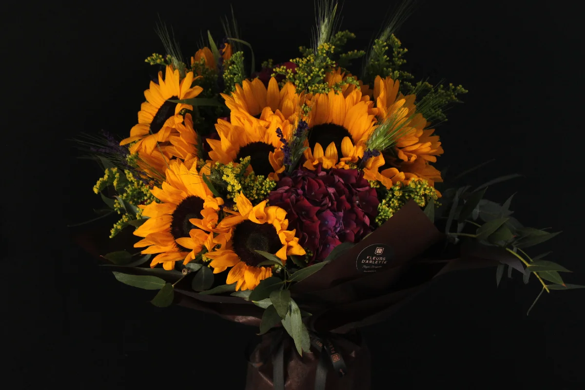 Buchet floare soarelui & hortensie